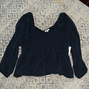 3X No Comment Blouse with Ruched Chest.